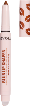 Revolution Blur Lip Shaper, peptydowa konturówka w jasnoróżowej oprawie z brązową końcówką i nakrętką w usta.