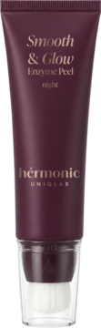 Hérmonic Smooth & Glow Enzyme Peel Night, fioletowa tubka z pędzelkiem aplikatorem, widok z przodu.