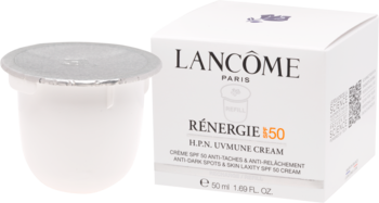 Krem do twarzy Lancôme Rénergie H.P.N. 300-Peptide Cream SPF 20, białe pudełko i słoik z boku.