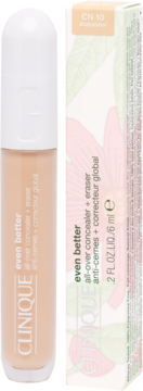Clinique Even Better korektor CN 10 Alabaster, butelka i pudełko z kwiatowym wzorem.