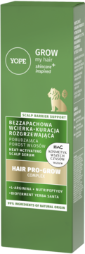 YOPE GROW My Hair rozgrzewające serum na porost włosów w zielonym pudełku, widok z przodu.