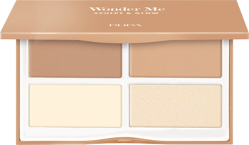 Pupa Wonder Me Sculpt & Glow: otwarta paleta 4 pudrów do konturowania, brązujący, rozświetlający i matujący.