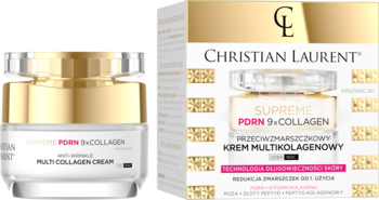 Christian Laurent Supreme PDRN 9x Collagen, przeciwzmarszczkowy krem z kolagenem w białym słoiczku i eleganckim pudełku.
