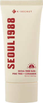 K-SECRET SEOUL 1988 SUN, off-white tuba z filtrem UV SPF50+ PINE TREE + CERAMIDE, widok z przodu.