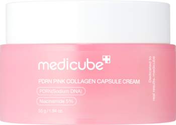 Różowy krem Medicube PDRN Pink Collagen Capsule 50g z DNA łososia, nawilżający, widok z przodu.