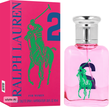 Różowa woda toaletowa Ralph Lauren The Big Pony 2 Pink, butelka i pudełko obok siebie z logo jeźdźca.