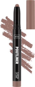 Wibo Poutliner powiększająca konturówka w odcieniu nude, z widocznymi smugami koloru na czarnym tle.