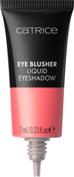 Catrice Eye Blusher Liquid Eyeshadow w eleganckiej, dwukolorowej tubce (czarny/koral), widok z przodu, 7ml.