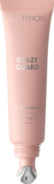 Catrice Glaze Guard Lip Treatment SPF 50 w różowej tubce z aplikatorem roll-on. Widok z przodu.