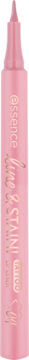 Różowa konturówka essence line & STAIN TATTOO LIP LINER 04 Blush Rush, smukła, z pionowym złotym napisem.
