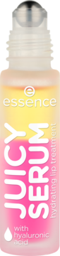 Essence Juicy Serum roll-on hydrating lip treatment z kwasem hialuronowym, widok z przodu. Żółto-różowy.
