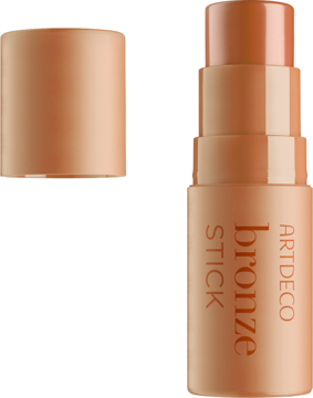 ARTDECO Bronze Stick 1, miedziano-brązowy kremowy sztyft brązujący, otwarty z wysuniętym produktem. Widok z przodu.