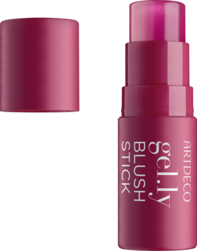 Żelowy róż do policzków Artdeco Gel.ly Blush Stick, w odcieniu berry, z częściowo odsłoniętą końcówką.