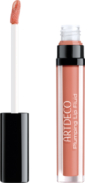 Artdeco Plumping Lip Fluid Glossy Nude, powiększający błyszczyk w brzoskwiniowym odcieniu z aplikatorem.