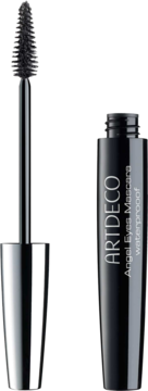 Czarny wodoodporny tusz ARTDECO Angel Eyes Mascara z uniesioną spiralną szczoteczką, widok z przodu.