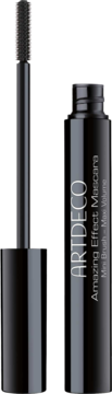 ARTDECO Amazing Effect Mascara z mini szczoteczką, czarna tubka z białym napisem, widok z przodu.