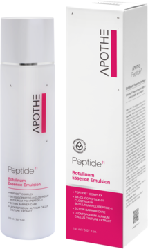 Esencja-emulsja Apothe Peptide 11 Botulinum, biała butelka 150ml i kartonik, przód produktu.