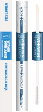 WIBO Vitamin Your Lashes, biało-niebieska odżywka do rzęs z dwoma aplikatorami, na wzrost i rewitalizację.