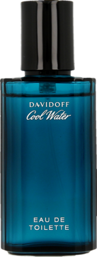 Davidoff Cool Water woda toaletowa męska w turkusowej butelce, widok z przodu z czarną nakrętką.