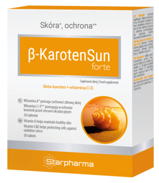 STARPHARMA ß-KAROTENSUN Forte ,kapsułki, beta-karoten, witamina C i E, suplement diety,kompozycja-2