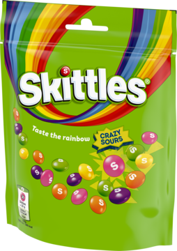 SKITTLES Crazy Sours ,cukierki do żucia, lekko kwaśne i szalenie owocowe,kompozycja-2