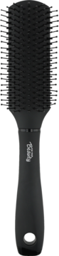 Czarna szczotka do włosów For Your Beauty Florenz, prostokątna główka, ergonomiczny uchwyt z otworem.