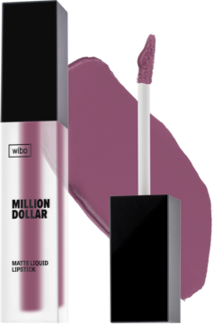 Wibo Million Dollar Matowa pomadka nr 6, śliwkowy róż, tuba z aplikatorem i matowym swatche.