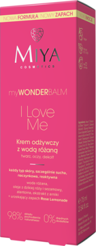 MIYA COSMETICS myWONDERBALM I Love Me,krem do twarzy, oczu i dekoltu, odżywczy, z wodą różaną, dzień/noc,kompozycja-2