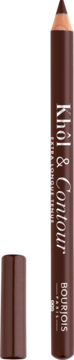 Brown Bourjois Khôl & Contour eye pencil, Choco-Lacté 099, with cap removed, standing vertically.