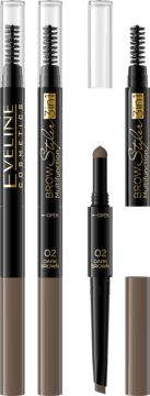 EVELINE COSMETICS Brow Styler Multifunction ,kredka do brwi, 3w1, nr 02 Dark Brown,kompozycja-2