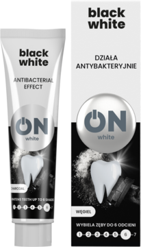 ON white Black White,pasta do zębów, antybakteryjna, Węgiel,kompozycja-2