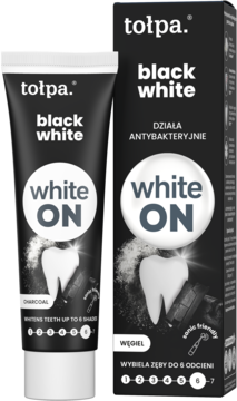 Pasta tołpa black white wybielająca z węglem, w czarno-białej tubce i kartoniku, wybiela do 6 odcieni.