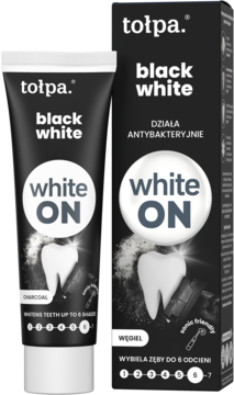 Pasta tołpa black white wybielająca z węglem, w czarno-białej tubce i kartoniku, wybiela do 6 odcieni.