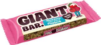 MABAKER Giant Bar ,baton zbożowy  z kawałkami malin, żurawiną i truskawkami w polewie jogurtowej,kompozycja-2