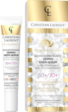 Christian Laurent Botulin Revolution™ liftingujący krem-serum 50+/70+ do oczu, złoto-białe pudełko i tubka.