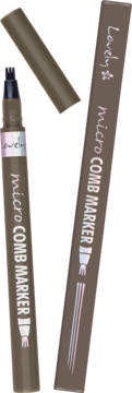 Brązowy pisak do brwi Lovely Micro Comb Marker z widoczną końcówką grzebieniową i opakowaniem.