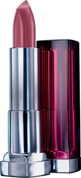 Kremowa szminka Color Sensational w odcieniu śliwkowym, wykręcona. Srebrne etui, obok przezroczysta magenta nakładka.