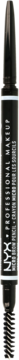 Zamazany, czarny mechaniczny ołówek do brwi MICRO BROW PENCIL ze szczoteczką, pionowy kadr.