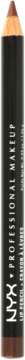 NYX Professional Makeup Slim Lip Pencil w kolorze brązowym, czarna oprawka, zbliżenie pionowe.