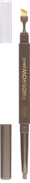 Wibo PROBROW dual-ended brown eyebrow pencil with angled brush and pencil tip, caps removed, on white background.