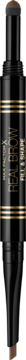 Max Factor Real Brow Fill and Shape 002 Soft Brown, czarna kredka do brwi ze złotymi detalami, dwustronna, pionowo.