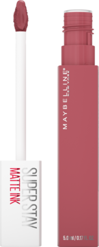 Matowa szminka Maybelline Super Stay Matte Ink w odcieniu stłumionego różu z wysuniętym aplikatorem.