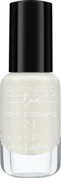 Jasnobeżowy lakier Business Line art de Lautrec 2w1 z odżywką, półmatowe wykończenie, widok z przodu.