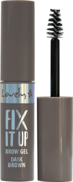 Brązowy żel do brwi Lovely Fix It Up Dark Brown, tubka z otwartym aplikatorem-szczoteczką.