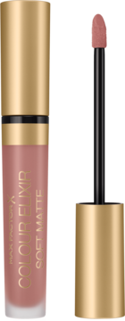 Matowa płynna pomadka Max Factor Colour Elixir Soft Matte 005 Sand Cloud, beżowa, tubka i aplikator.