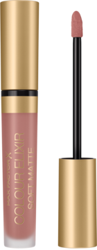 Matowa płynna pomadka Max Factor Colour Elixir Soft Matte 005 Sand Cloud, beżowa, tubka i aplikator.