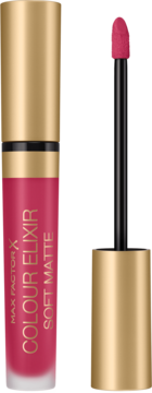 Max Factor Colour Elixir Soft Matte szminka w płynie 025 Raspberry Haze, tuba i aplikator obok.