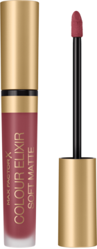 Matowa szminka Max Factor Colour Elixir Soft Matte w kolorze 040 Soft Berry. Widok tubki i aplikatora.