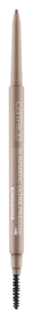 Beżowa automatyczna kredka do brwi Catrice Slim'Matic Brow z cienkim rysikiem i szczoteczką, widok z przodu.