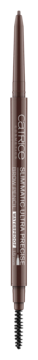 Catrice automatyczna kredka do brwi w kolorze brązowym z cienkim rysikiem i szczoteczką, widok z przodu.